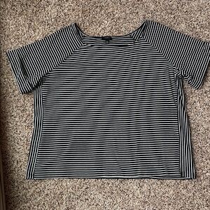 Talbots Black and White Striped Short Sleeve Top